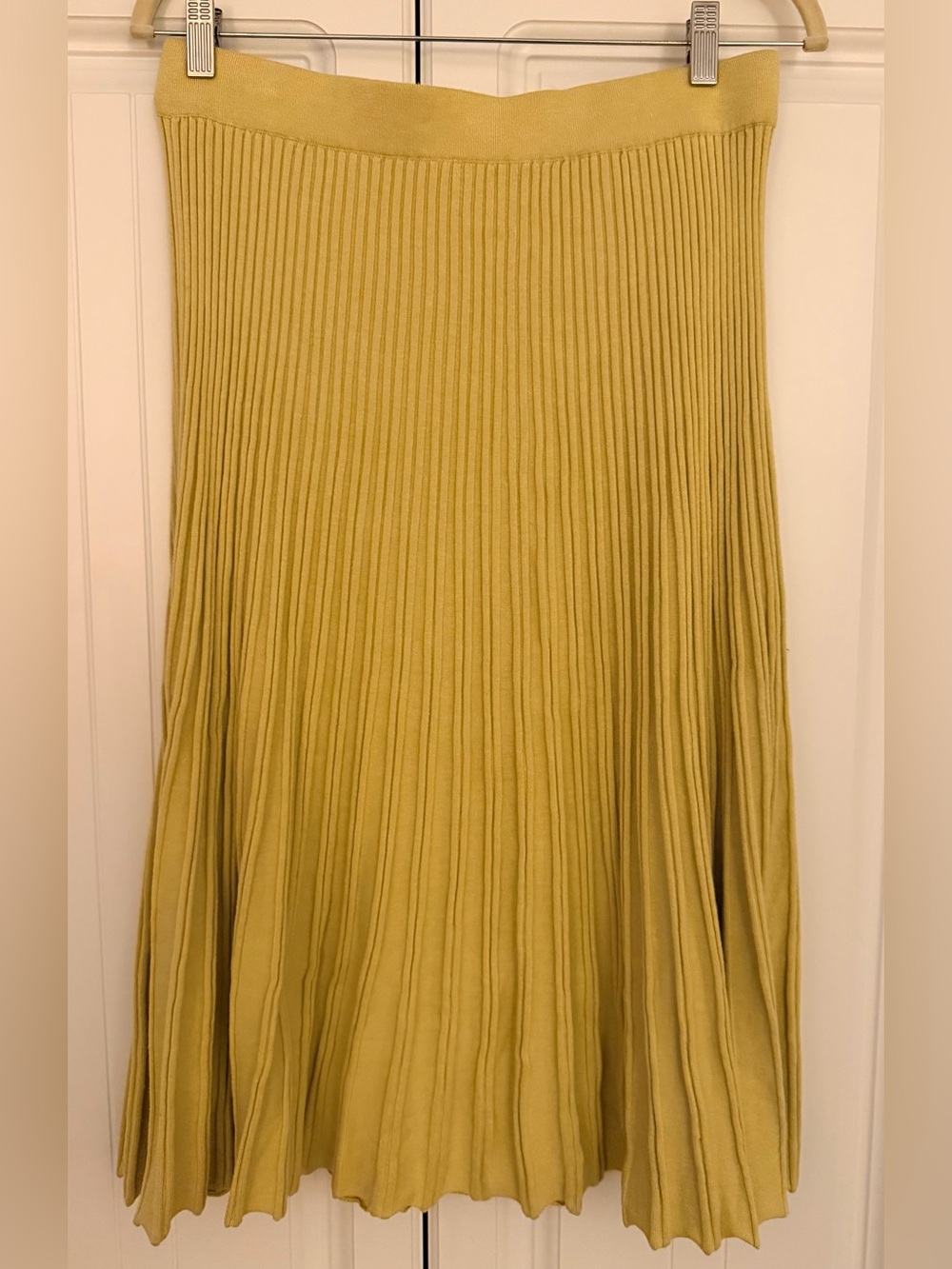 NIC+ZOE Yellow Ribbed Knit Midi Skirt | Size M | Flowy A-Line